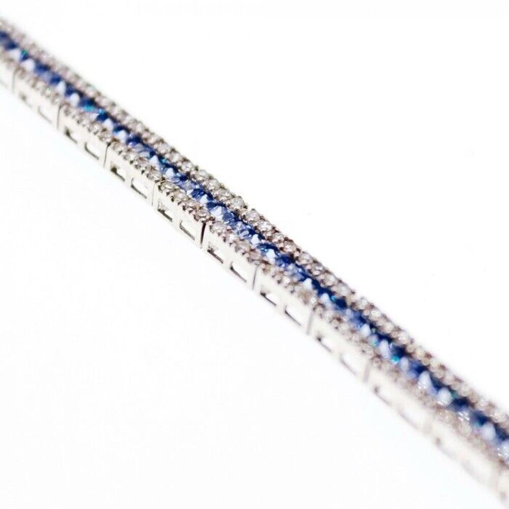 925 STERLING SILVER TANZANITE & CZ BRACELET SIZE 7.5 IN - Picture 4 of 9